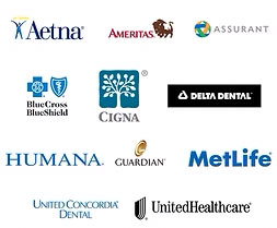 The image displays a collection of logos representing various healthcare-related organizations, including insurance companies, dental services, and medical providers.